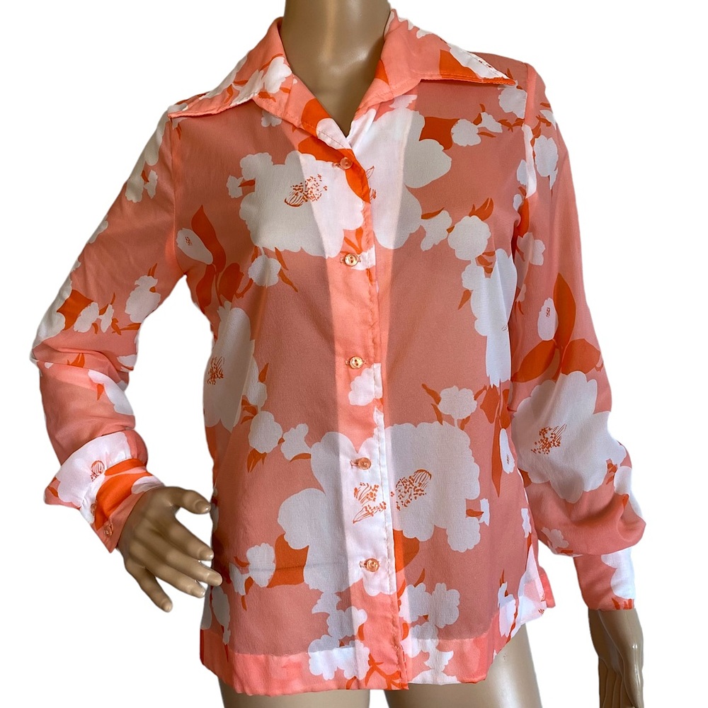 VINTAGE 70s SUNNY SOUTH FASHIONS FLORAL BUTTON DOWN SHIRT